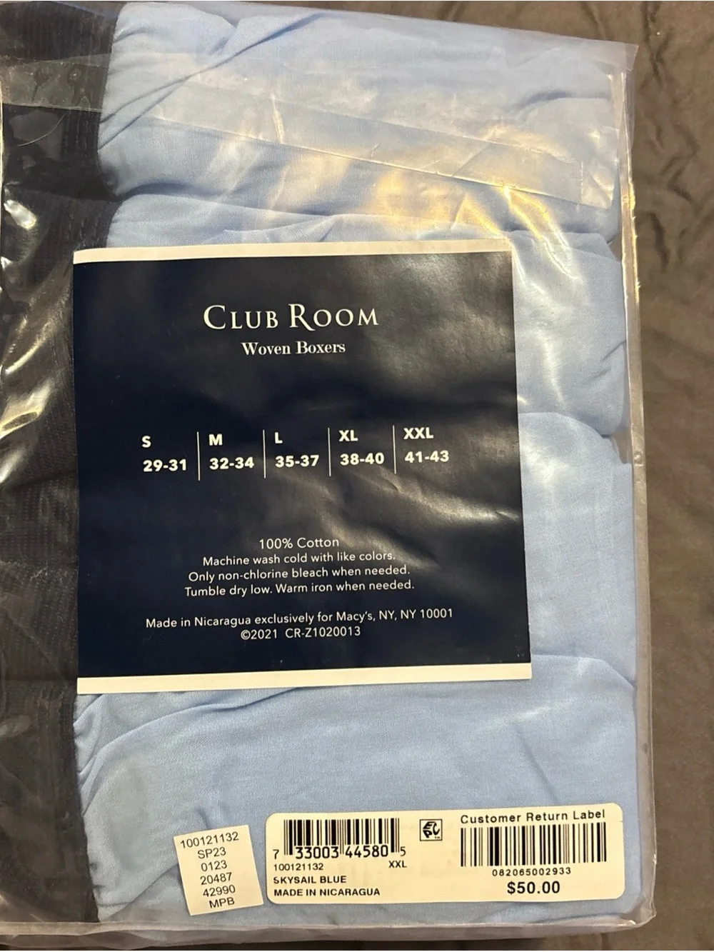 NEW Club Room Woven Boxers - Light Blue (4-Pack) XXL